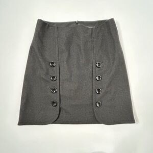 Per Se Gray Wool Cashmere Blend Button Front Mini Skirt - Women's Size 8